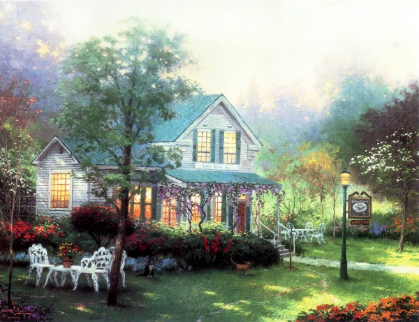 (image for) Handmade oil painting Copy paintings of famous artists Thomas Kinkade's painting, NO.107